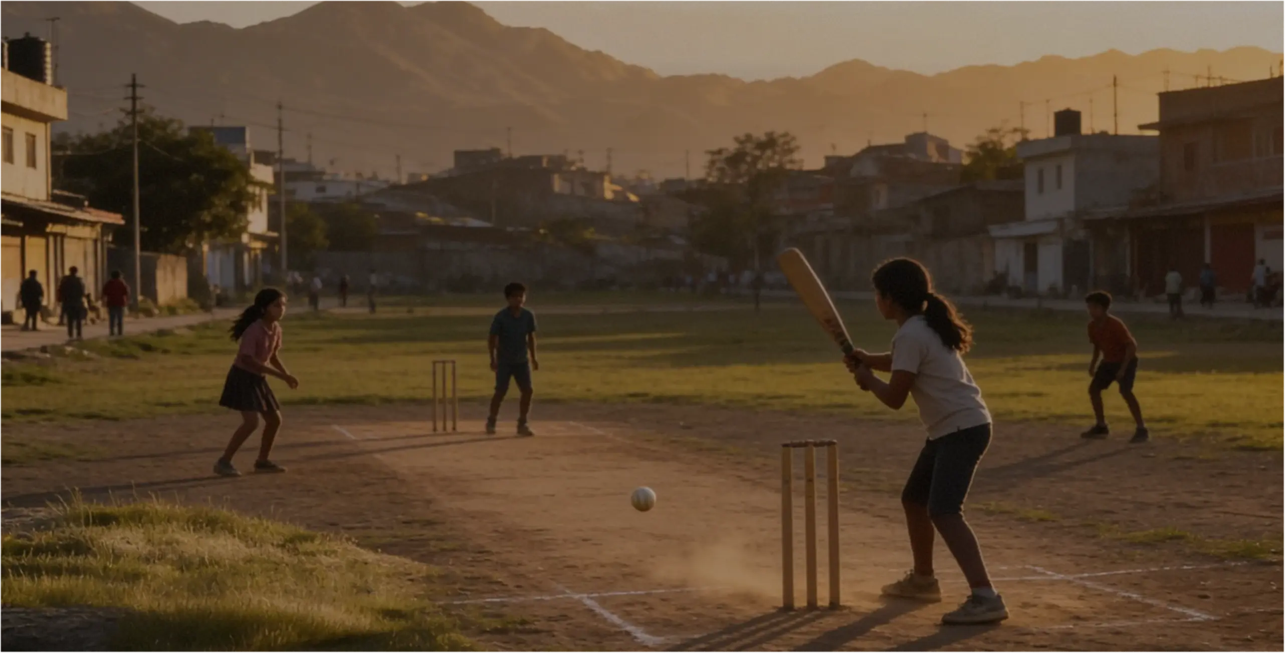 Cricket players in action on the field